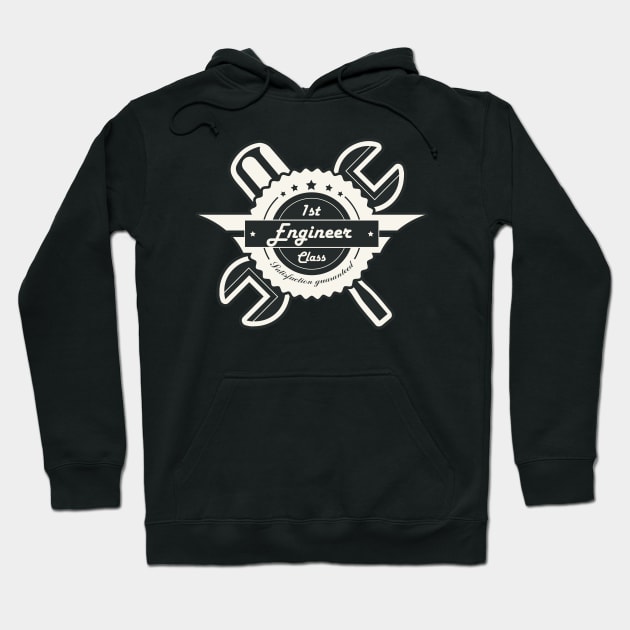 First Class Engineer! Retro Career Gift Hoodie by Just Kidding Co.